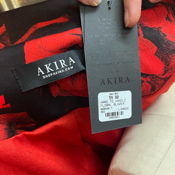 AKIRA Vibrant Red and Black Floral Jacket and Pant suit Set NWT - Picture 5 of 7
